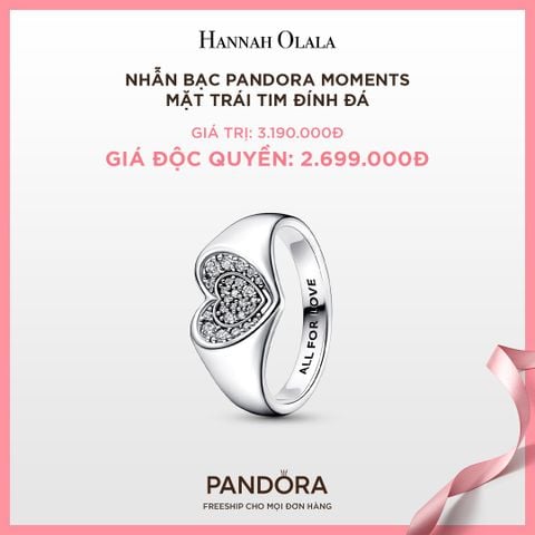  A16_DEAL 09: NHẪN BẠC PANDORA MOMENTS MẶT TRÁI TIM ĐÍNH ĐÁ 