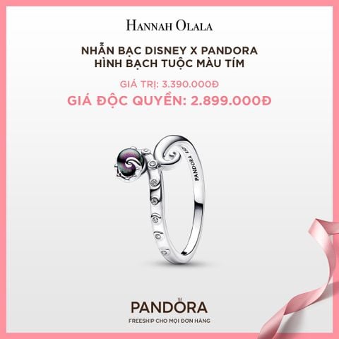  A20_DEAL 13: NHẪN BẠC DISNEY X PANDORA HÌNH BẠCH TUỘC MÀU TÍM 