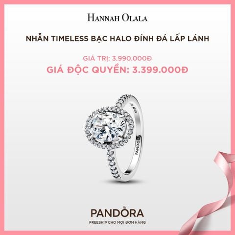  A50_DEAL 43: NHẪN PANDORA TIMELESS BẠC HALO ĐÍNH ĐÁ LẤP LÁNH 