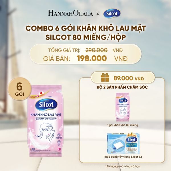  COMBO 6 GÓI KHĂN KHÔ LAU MẶT SILCOT 80 MIẾNG/HỘP - DEAL 6 - A518 