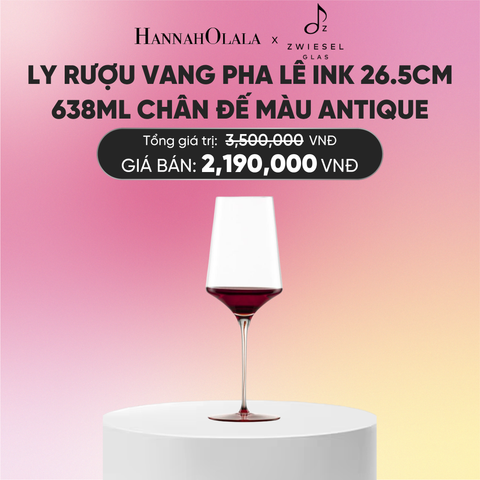 LY RƯỢU VANG PHA LÊ ZWIESEL INK CHÂN ĐẾ MÀU ĐỎ ANTIQUE 