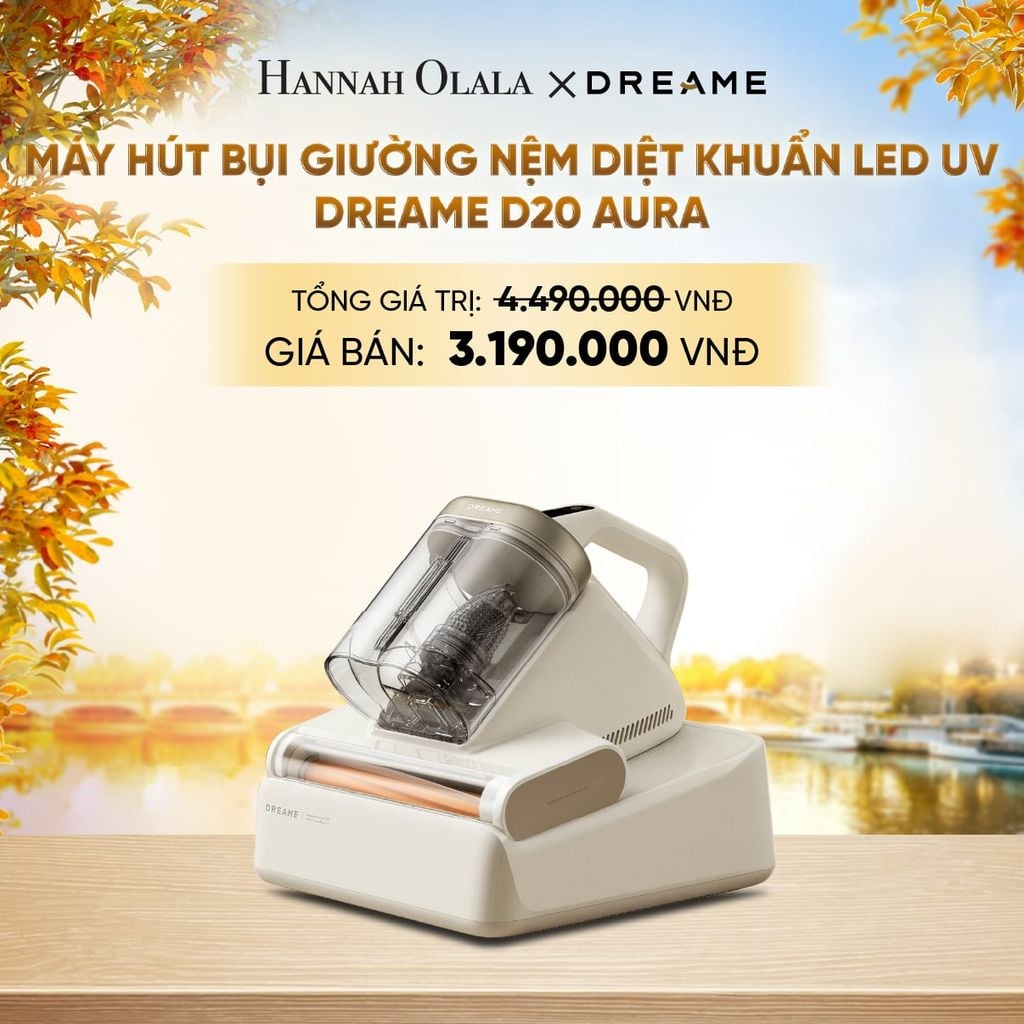  DREAME D20 AURA MÁY HÚT BỤI GIƯỜNG NỆM DIỆT KHUẨN LED UV - LỰC HÚT 16.000PA - SẤY KHÍ NÓNG 3D 70°C - BH 24 THÁNG - E1533 