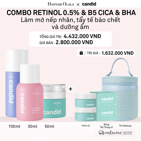  A7_DEAL 15: RETINOL 0.5% 30 ML & B5 CICA 50 ML & BHA 100ML BỘ BA NGĂN NGỪA LÃO HÓA, TẨY TẾ BÀO CHẾT VÀ DƯỠNG ẨM PHỤC HỒI 