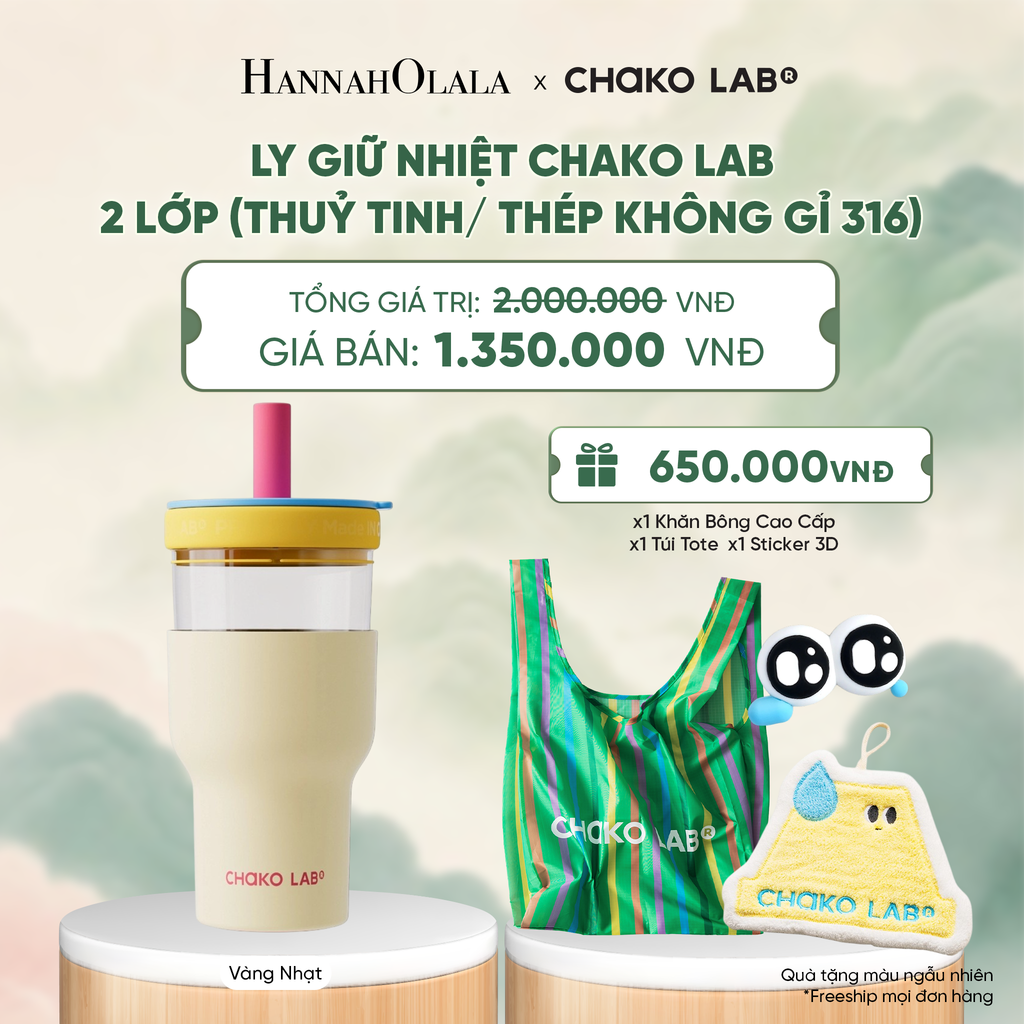  LY GIỮ NHIỆT CHAKO LAB 2 LỚP (THUỶ TINH/ THÉP KHÔNG GỈ 316) - A4018 