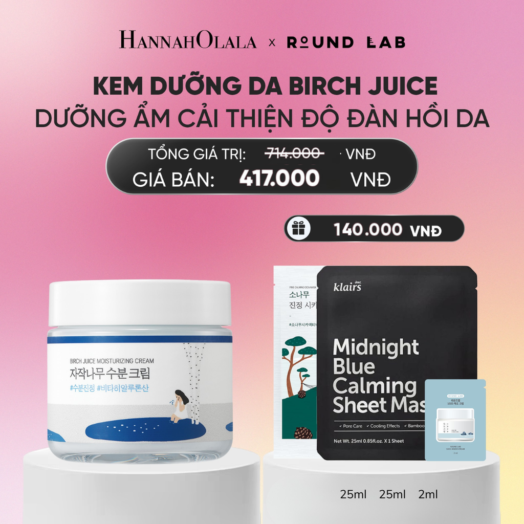  KEM DƯỠNG DA ROUND LAB BIRCH JUICE MOISTURIZING CREAM 80ML DƯỠNG ẨM CẢI THIỆN ĐỘ ĐÀN HỒI DA_A657 
