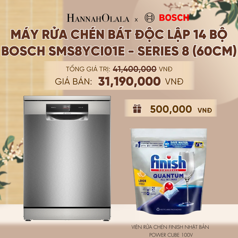  MÁY RỬA CHÉN BÁT ĐỘC LẬP 14 BỘ BOSCH SMS8YCI01E - SERIES 8 (60CM) - A1295 