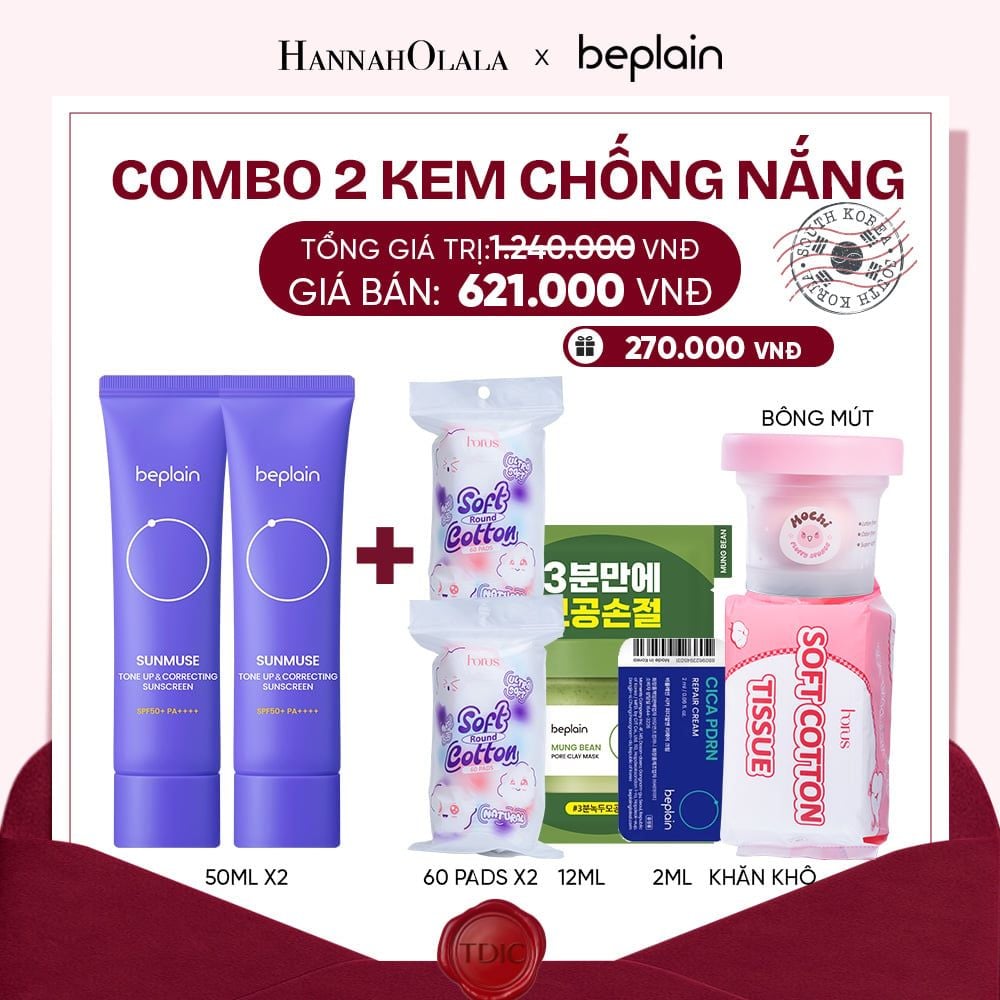  COMBO 2 KCN: BEPLAIN KEM CHỐNG NẮNG SUNMUSE SUNSCREEN 50ML BẤT KỲ_M29 