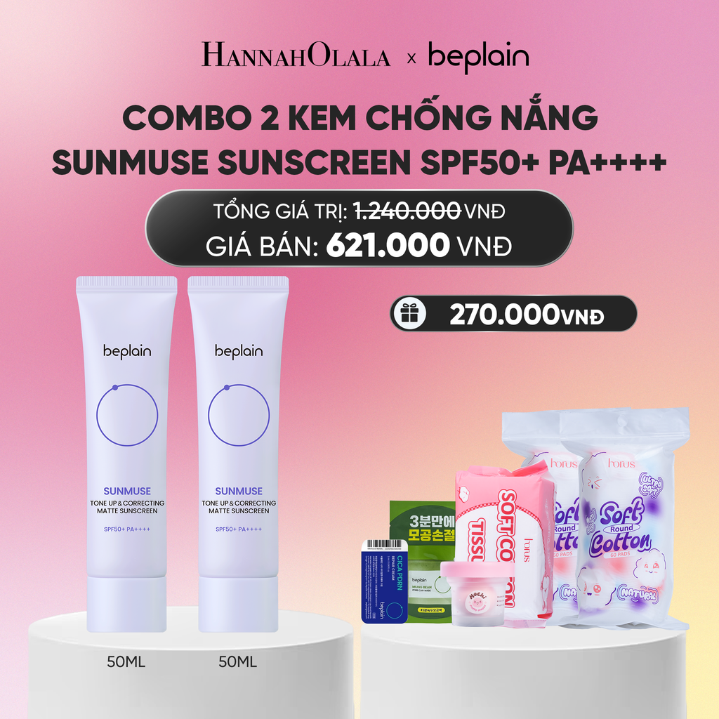  COMBO 2 KCN: BEPLAIN KEM CHỐNG NẮNG SUNMUSE SUNSCREEN 50ML BẤT KỲ_A2157 