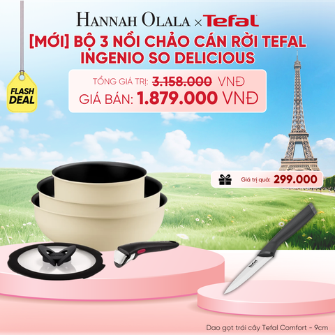  [MỚI] BỘ 3 NỒI CHẢO CÁN RỜI TEFAL INGENIO SO DELICIOUS, QUÁNH 16CM/ CHIÊN 24CM/ XÀO 26CM, NẮP 16CM - B254 