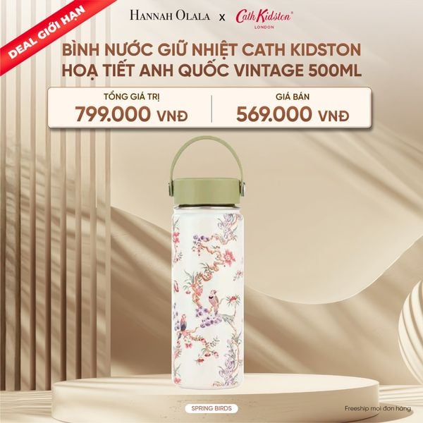  DEAL 19: [DEAL GIỚI HẠN] BÌNH NƯỚC GIỮ NHIỆT CATH KIDSTON HOẠ TIẾT ANH QUỐC VINTAGE 500ML 