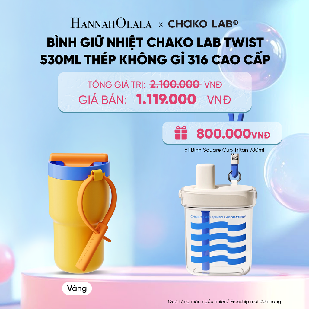  BÌNH GIỮ NHIỆT CHAKO LAB TWIST 530ML THÉP KHÔNG GỈ 316 CAO CẤP 