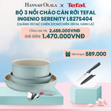  DEAL 15: BỘ 3 NỒI CHẢO CÁN RỜI TEFAL INGENIO SERENITY L827S404, QUÁNH 20CM/ CHIÊN 22CM/CHIÊN 28CM 