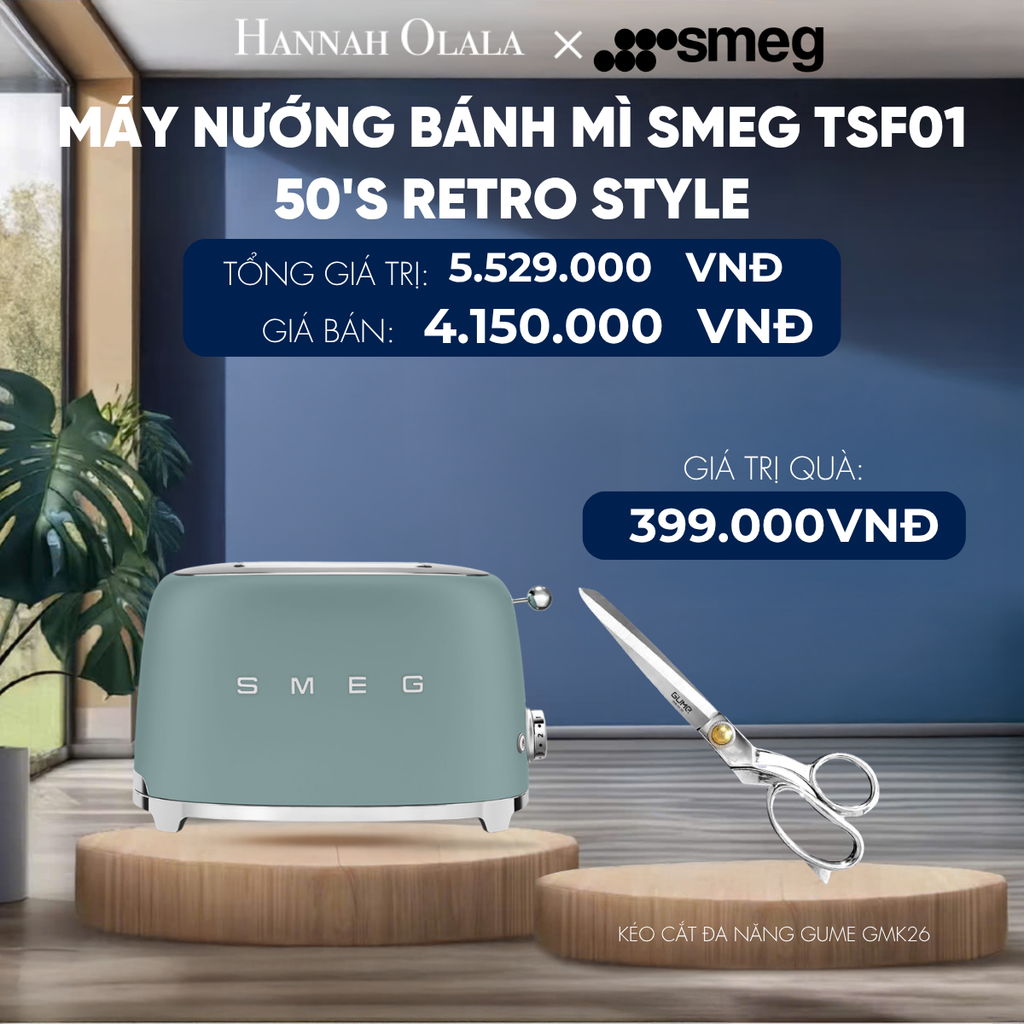  MÁY NƯỚNG BÁNH MÌ SMEG TSF01 50'S RETRO STYLE 