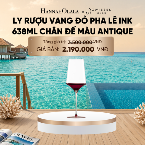  LY RƯỢU VANG PHA LÊ ZWIESEL INK CHÂN ĐẾ MÀU ĐỎ ANTIQUE_ D1132 