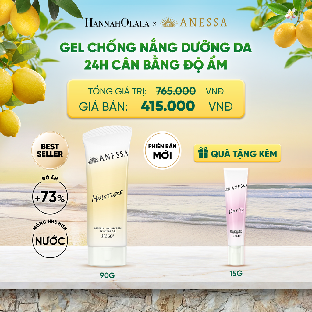  [PHIÊN BẢN MỚI] GEL CHỐNG NẮNG DƯỠNG DA 24H CÂN BẰNG ĐỘ ẨM ANESSA MOISTURE UV GEL SPF50+ PA++++ 90G - DEAL 23 