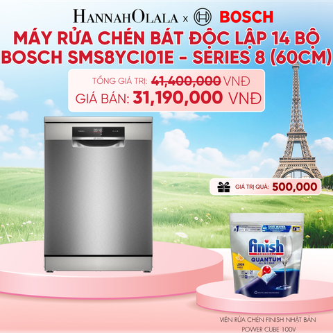  MÁY RỬA CHÉN BÁT ĐỘC LẬP 14 BỘ BOSCH SMS8YCI01E - SERIES 8 (60CM) - B200 