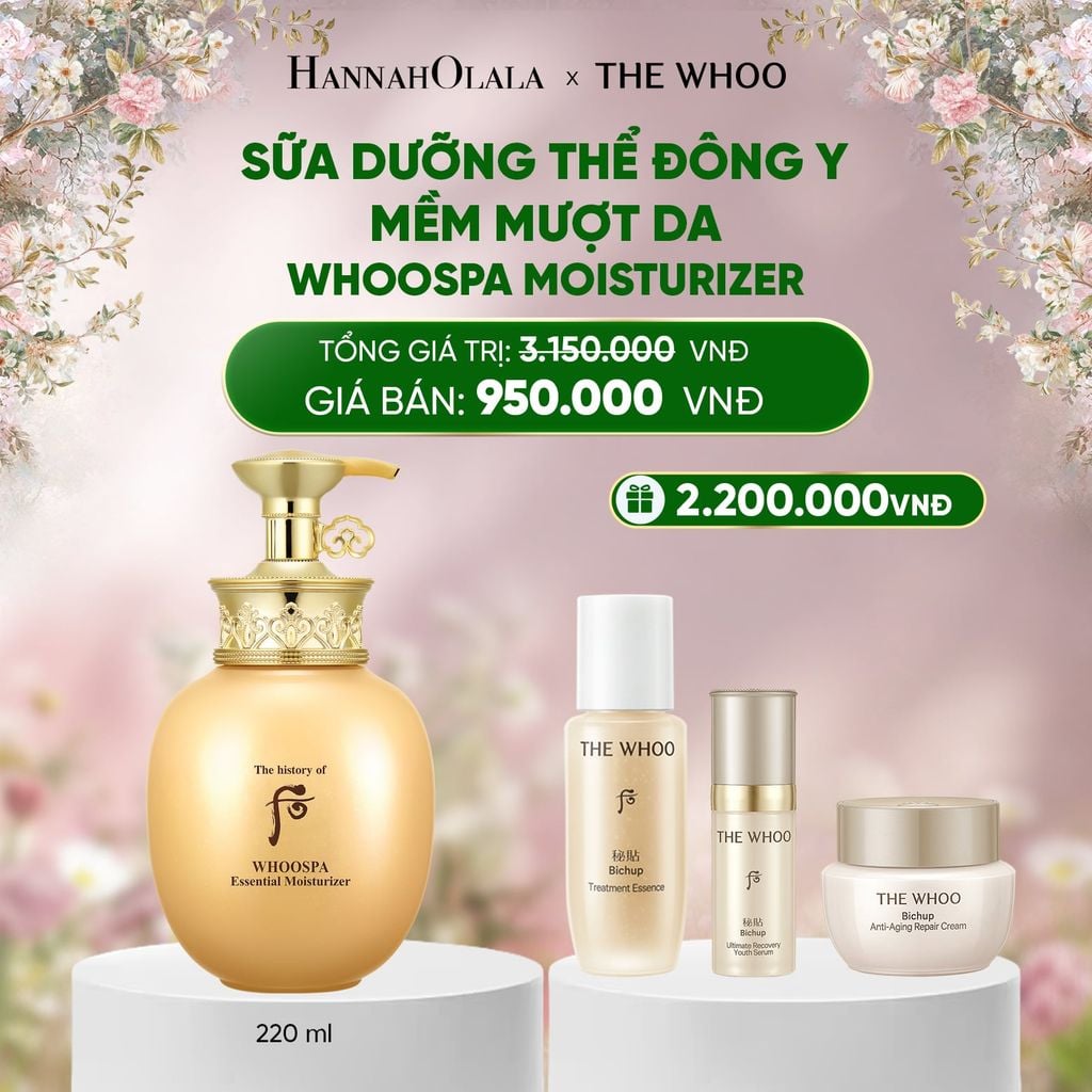  DEAL 20: SỮA DƯỠNG THỂ ĐÔNG Y MỀM MƯỢT DA THE HISTORY OF WHOO WHOOSPA MOISTURIZER 220ML 