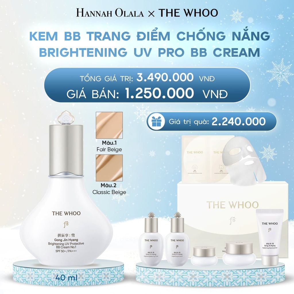  DEAL 19: PHIÊN BẢN 2025 - KEM BB TRANG ĐIỂM CHỐNG NẮNG WHOO SEOL BRIGHT UV PRO BB CREAM 40ML 
