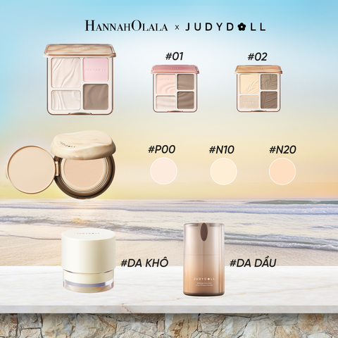  COMBO 3 MÓN JUDYDOLL: BẢNG TẠO KHỐI 9G + KEM LÓT 30G + CUSHION TRÀ KIỀM DẦU MỚI 14G - A315 