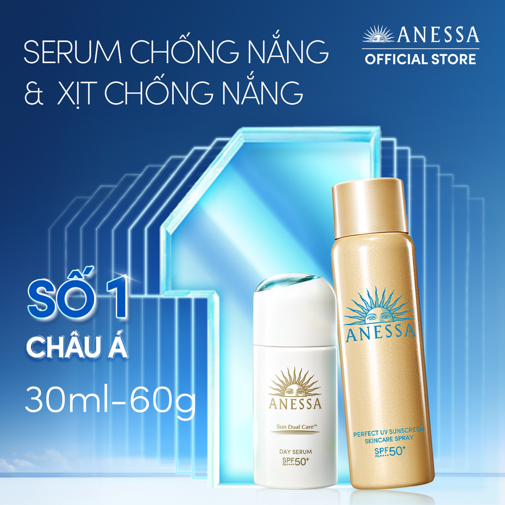  A5: DEAL 13: COMBO SERUM CHỐNG NẮNG & XỊT CHỐNG NẮNG BẢO VỆ VÀ DƯỠNG DA CHO MẶT - TOÀN THÂN ANESSA DAY SERUM 30ML + GOLD SPRAY 60G 