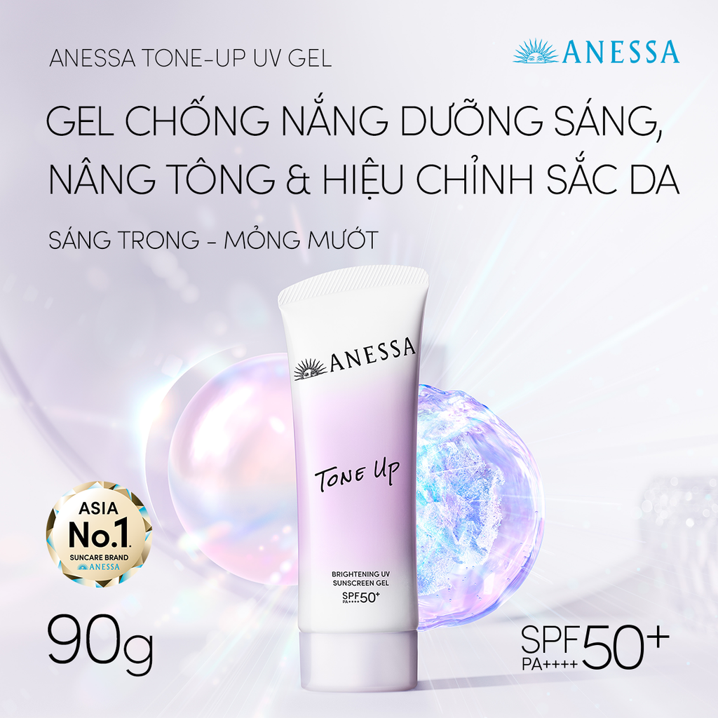  DEAL 12: [PHIÊN BẢN MỚI] GEL CHỐNG NẮNG DƯỠNG SÁNG NÂNG TÔNG & HIỆU CHỈNH SẮC TÍM ANESSA TONE UP UV GEL SPF50+ PA++++ 90G 