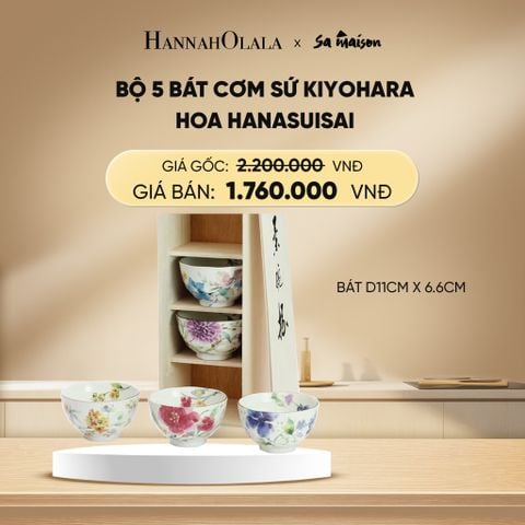  DEAL 10: BỘ 5 BÁT CƠM BẰNG SỨ HOA, KÍCH THƯỚC D11CM X 6.6CM. 