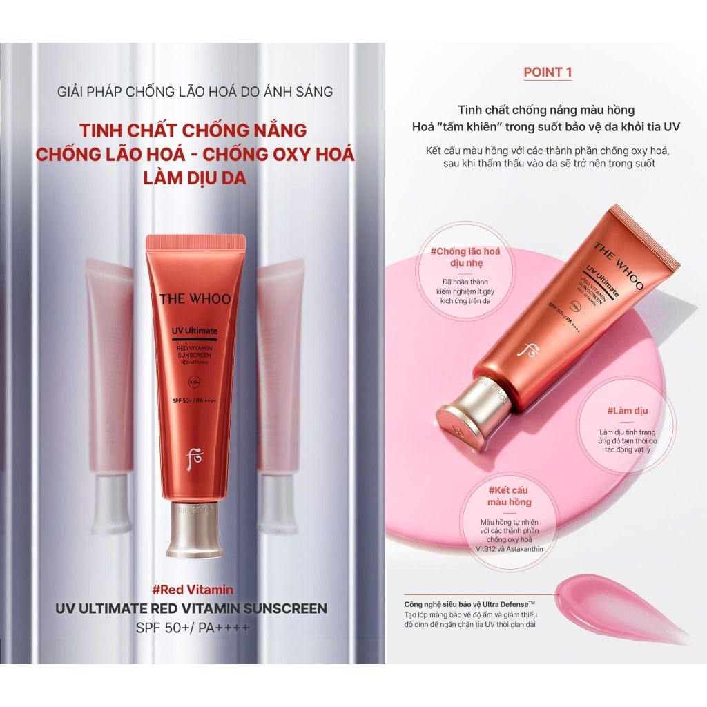  DEAL 14: TINH CHẤT CHỐNG NẮNG CHỐNG OXY HÓA THE WHOO RED VITAMIN SUNCREEN SPF50+/PA++++ 50ML 