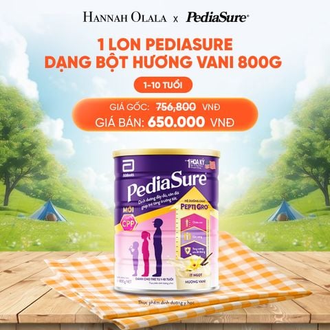  DEAL 1: 1 LON PEDIASURE DẠNG BỘT HƯƠNG VANI 800G 