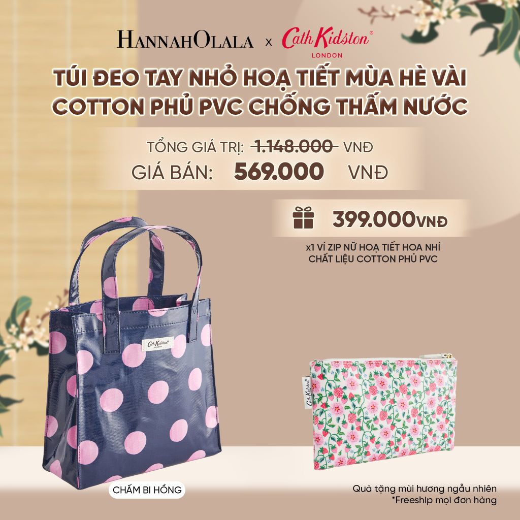  TÚI ĐEO TAY NHỎ CATH KIDSTON HOẠ TIẾT MÙA HÈ VÀI COTTON PHỦ PVC CHỐNG THẤM NƯỚC - A2397 