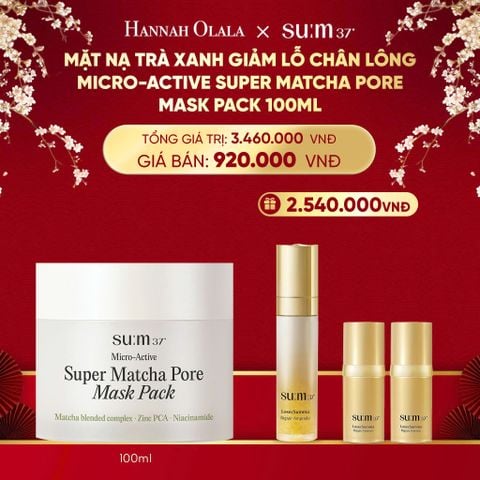  DEAL 39: MẶT NẠ TRÀ XANH GIẢM LỖ CHÂN LÔNG SU:M37 MICRO-ACTIVE SUPER MATCHA PORE MASK PACK 100ML 