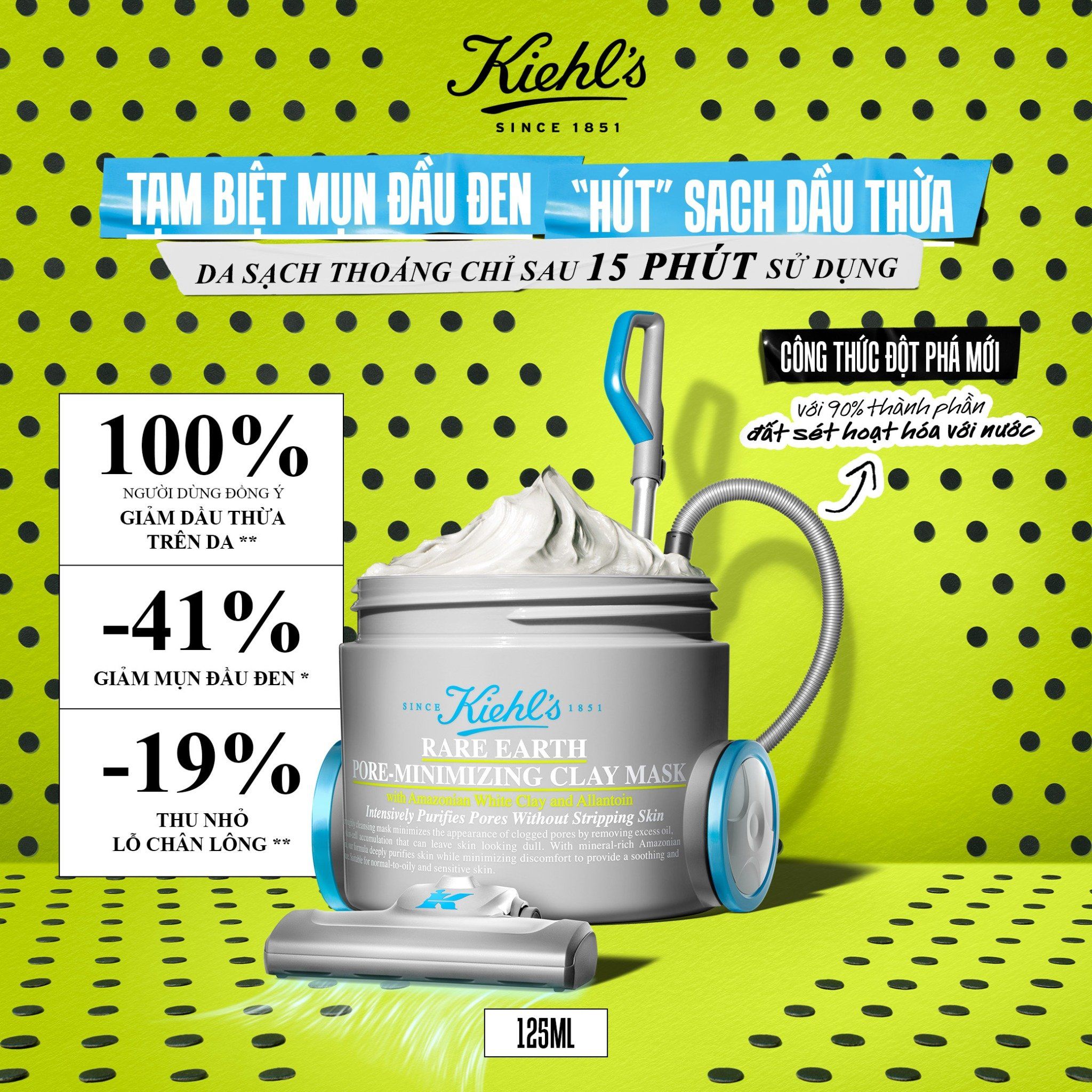  DEAL 3A: [ MỚI ] MẶT NẠ ĐẤT SÉT KIEHL'S RARE EARTH DEEP PORE CLEANSING MASQUE 125ML 