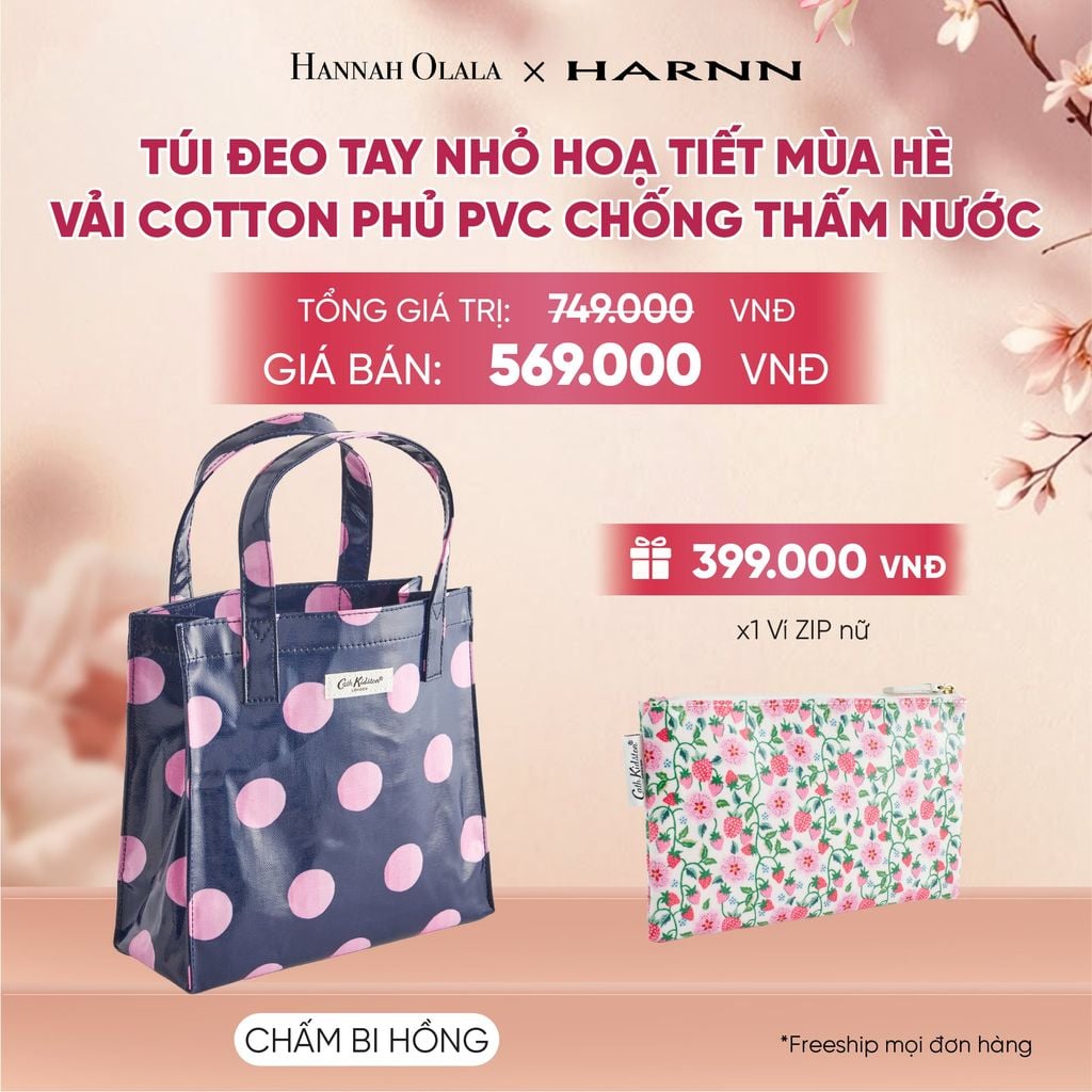  TÚI ĐEO TAY NHỎ CATH KIDSTON HOẠ TIẾT MÙA HÈ VÀI COTTON PHỦ PVC CHỐNG THẤM NƯỚC - A1513 