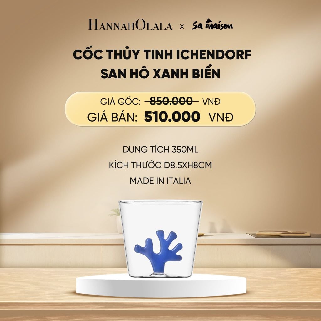  DEAL 6: CỐC THỦY TINH ICHENDORF TRANG TRÍ HÌNH SAN HÔ MÀU 