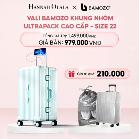  E52_DEAL 4: VALI BAMOZO KHUNG NHÔM ULTRAPACK CAO CẤP (TẶNG BỌC VALI CC TRONG SUỐT + TÚI ĐỰNG GIÀY) 