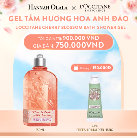  A450_DEAL 1A: GEL TẮM HƯƠNG HOA ANH ĐÀO L'OCCITANE CHERRY BLOSSOM BATH SHOWER GEL 250ML 