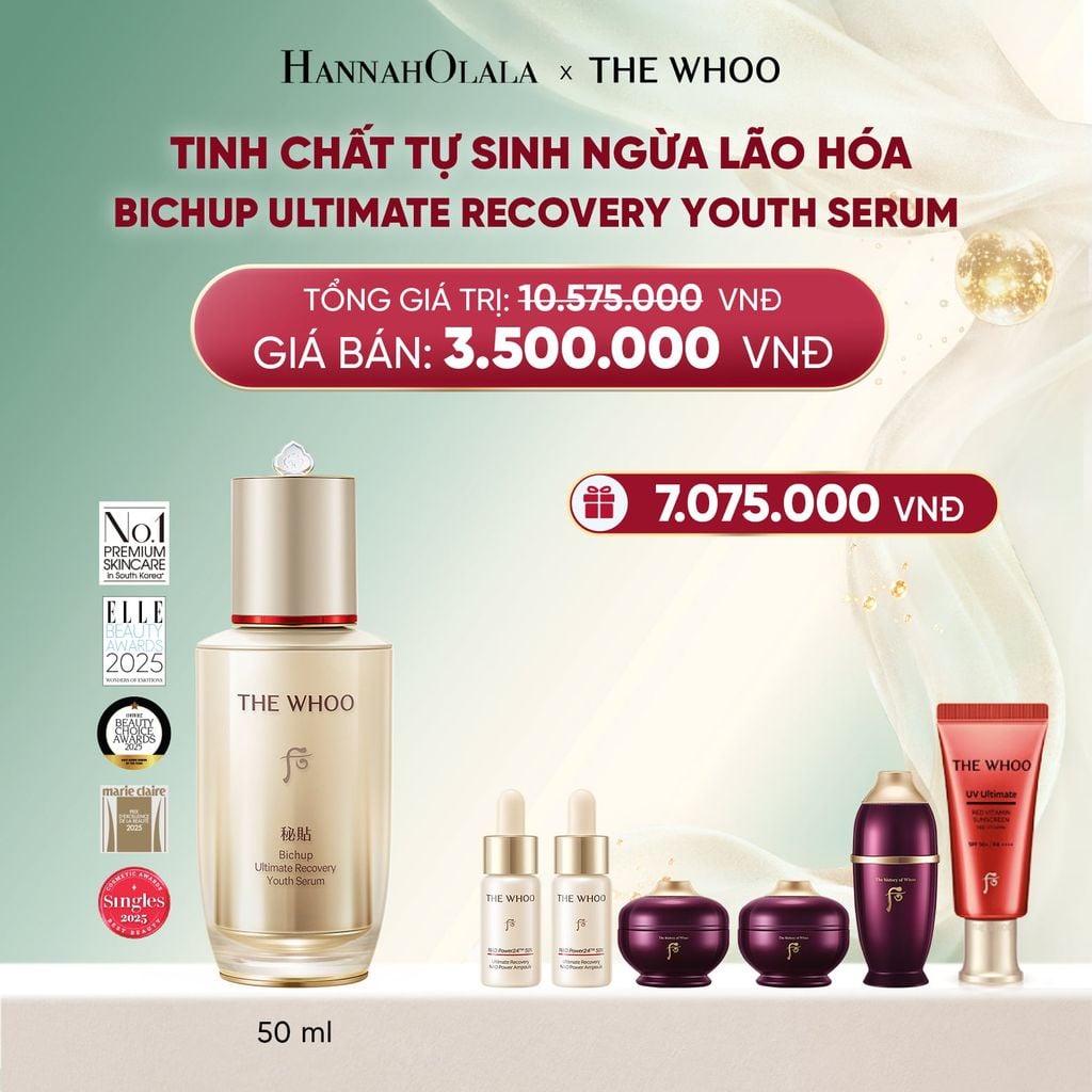  DEAL 1: TINH CHẤT TỰ SINH NGỪA LÃO HÓA THẾ HỆ THỨ 4 THE WHOO BICHUP ULTIMATE RECOVERY YOUTH SERUM 50ML 