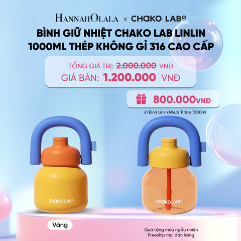  [FLASH DEAL] BÌNH GIỮ NHIỆT CHAKO LAB LINLIN 1000ML THÉP KHÔNG GỈ 316 