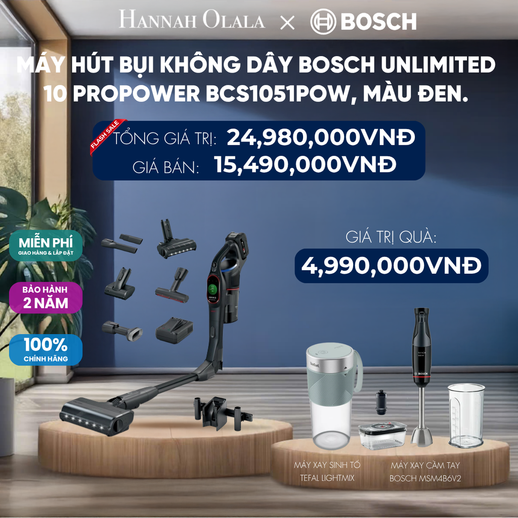  [ĐỘC QUYỀN] MÁY HÚT BỤI KHÔNG DÂY BOSCH UNLIMITED 10 PROPOWER BCS1051POW, MÀU ĐEN. - DEAL 1 