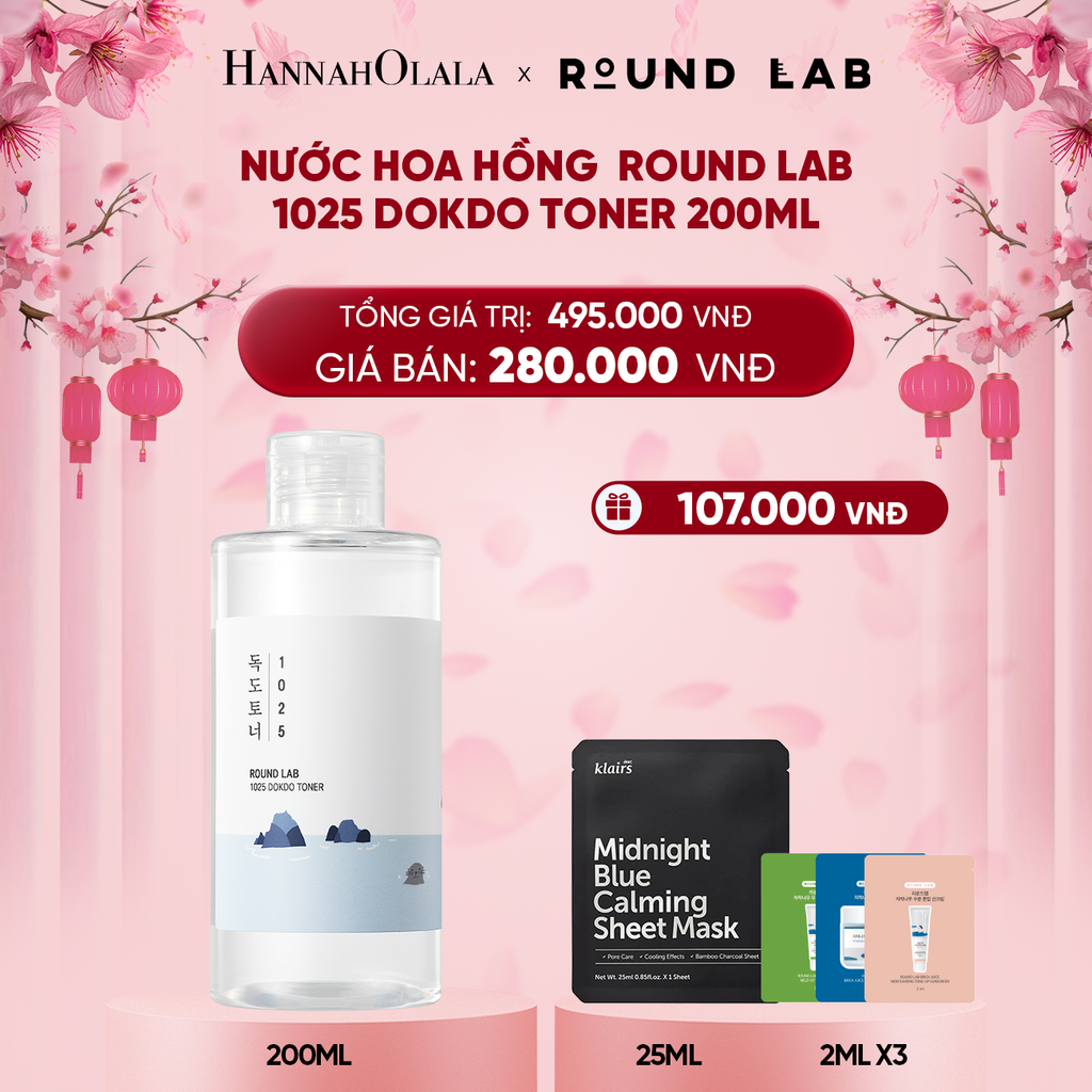  DEAL 1: NƯỚC HOA HỒNG ROUND LAB 1025 DOKDO TONER 200ML BỔ SUNG ĐỘ ẨM LÀM DỊU DA 