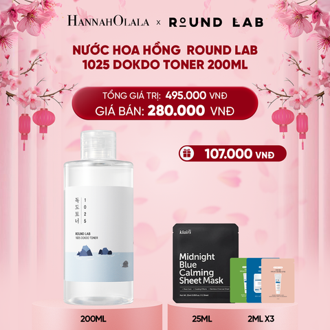  DEAL 1: NƯỚC HOA HỒNG ROUND LAB 1025 DOKDO TONER 200ML BỔ SUNG ĐỘ ẨM LÀM DỊU DA 
