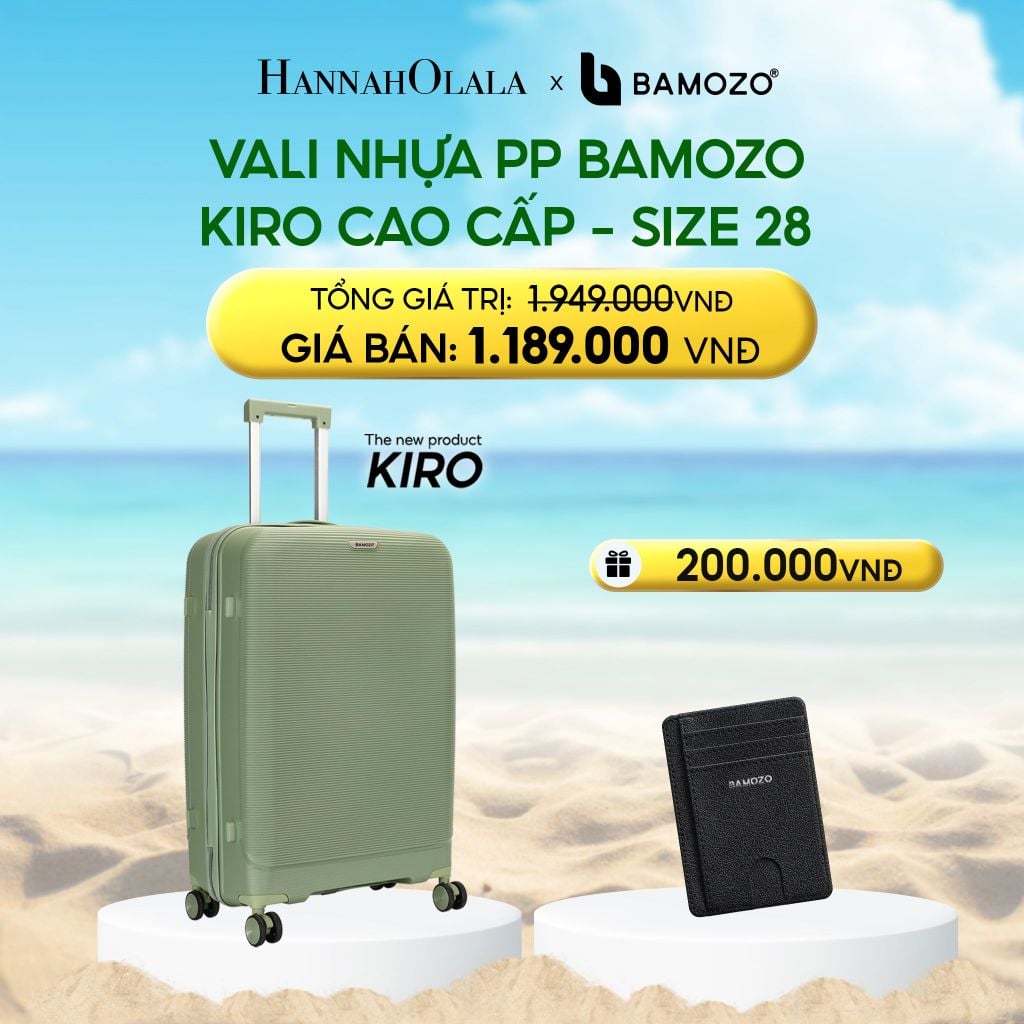  DEAL 7: VALI BAMOZO KIRO NHỰA PP CAO CẤP CHỐNG VỠ, CHỐNG RẠCH (TẶNG VÍ THẺ DA CARD HOLDER BAMOZO) 