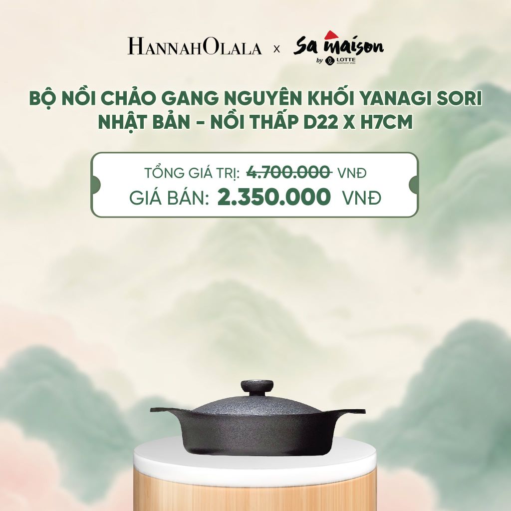  BỘ NỒI CHẢO GANG NGUYÊN KHỐI YANAGI SORI NHẬT BẢN - DEAL 5 - A1779 