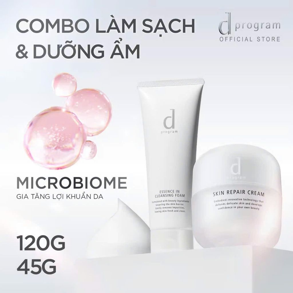  A30: DEAL 14: COMBO LÀM SẠCH VÀ DƯỠNG ẨM D PROGRAM CLEANSING FOAM 120G + SKIN REPAIR CREAM 45G 