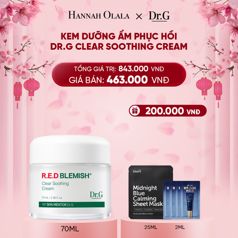  DEAL 1: KEM DƯỠNG ẨM PHỤC HỒI DR.G CLEAR SOOTHING CREAM 70ML TẶNG KÈM 1 KEM CHỐNG NẮNG BRIGHTENING UP SUN+ 20ML 