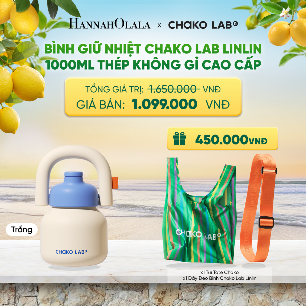  BÌNH GIỮ NHIỆT CHAKO LAB LINLIN 1000ML THÉP KHÔNG GỈ CAO CẤP 