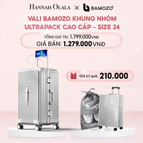  E52_DEAL 4: VALI BAMOZO KHUNG NHÔM ULTRAPACK CAO CẤP (TẶNG BỌC VALI CC TRONG SUỐT + TÚI ĐỰNG GIÀY) 