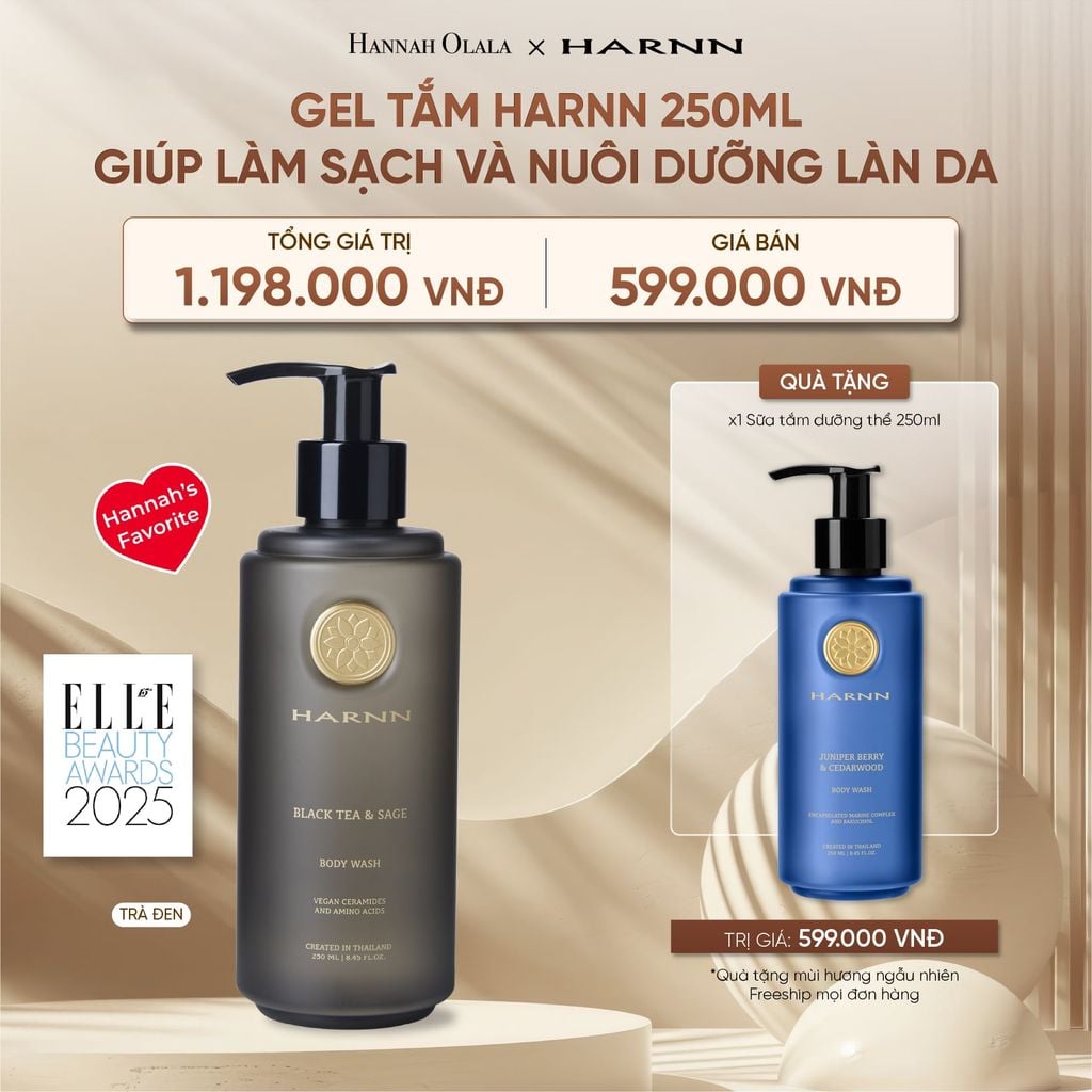  DEAL 28: [MUA 1 TẶNG 1] GEL TẮM HARNN 250ML GIÚP LÀM SẠCH VÀ NUÔI DƯỠNG LÀN DA 