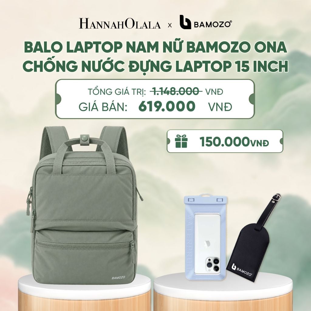  BALO LAPTOP NAM NỮ BAMOZO ONA CHỐNG NƯỚC ĐỰNG LAPTOP 15 INCH, BALO ĐI LÀM CÔNG SỞ SIÊU NHẸ (TAG THẺ DA CHỐNG THẤT LẠC + TÚI ĐỰNG ĐIỆN THOẠI CHỐNG NƯỚC) - A726 