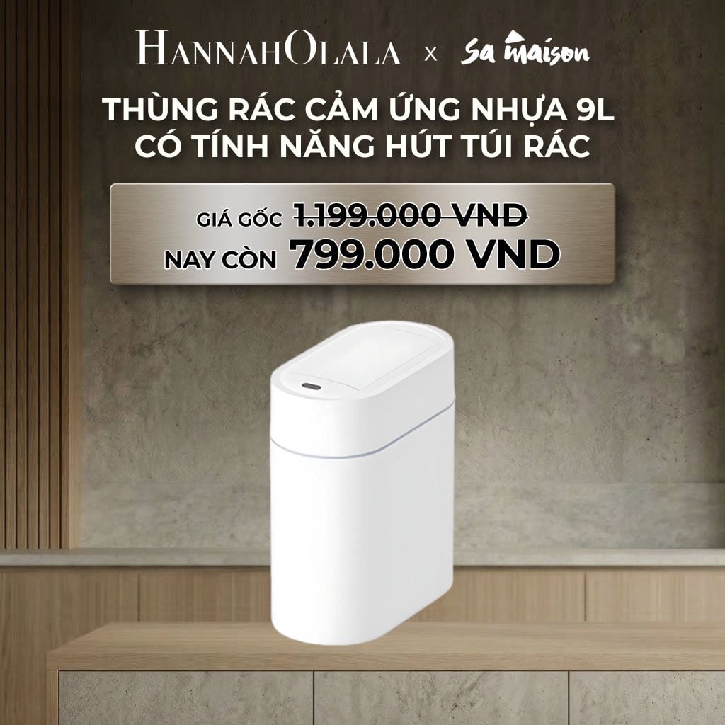  DEAL 10: THÙNG RÁC CẢM ỨNG CÁNH BƯỚM NHỰA 9L CÓ TÍNH NĂNG HÚT TÚI RÁC – MÀU TRẮNG (ELPH6737) 