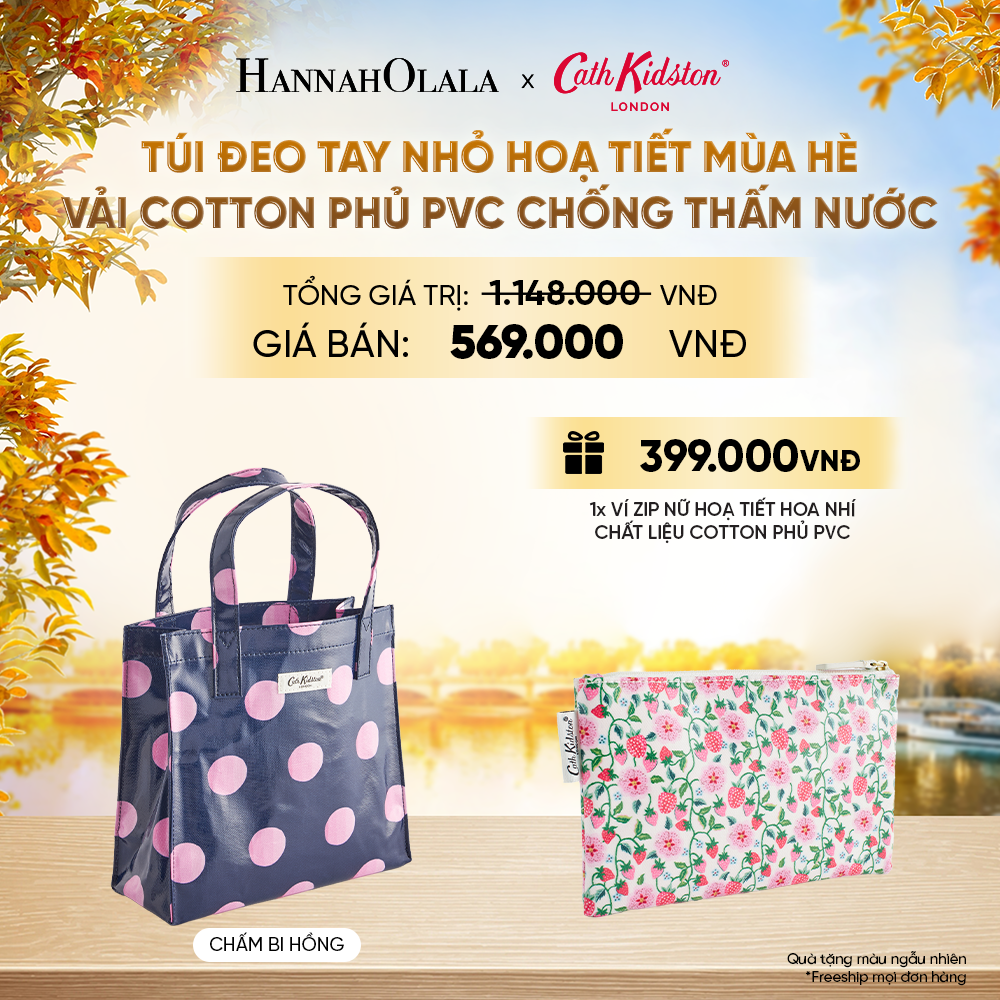  TÚI ĐEO TAY NHỎ CATH KIDSTON HOẠ TIẾT MÙA HÈ VÀI COTTON PHỦ PVC CHỐNG THẤM NƯỚC - E248 